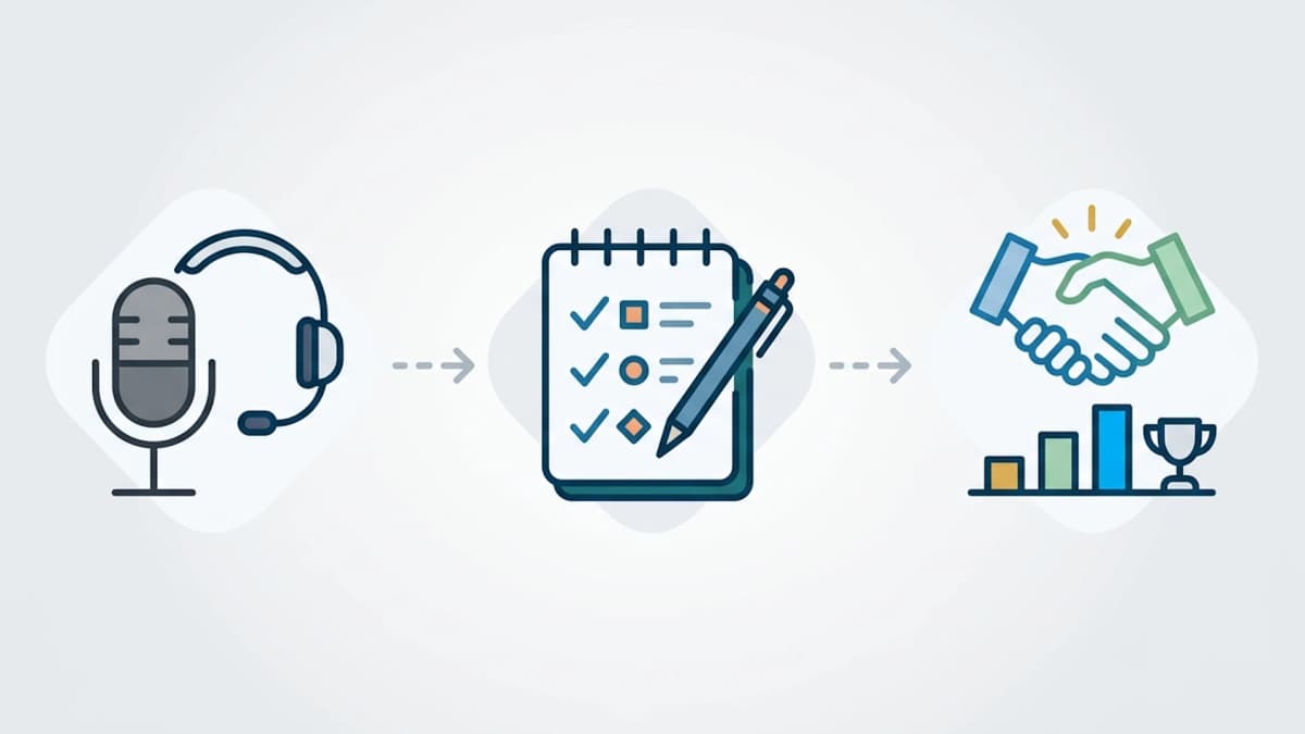 A sales rep reviewing structured discovery call notes before a follow-up