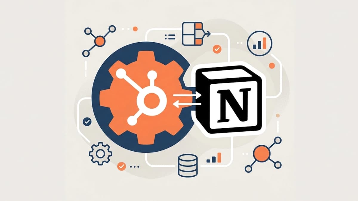 Cartoon image of characters representing HubSpot and Notion