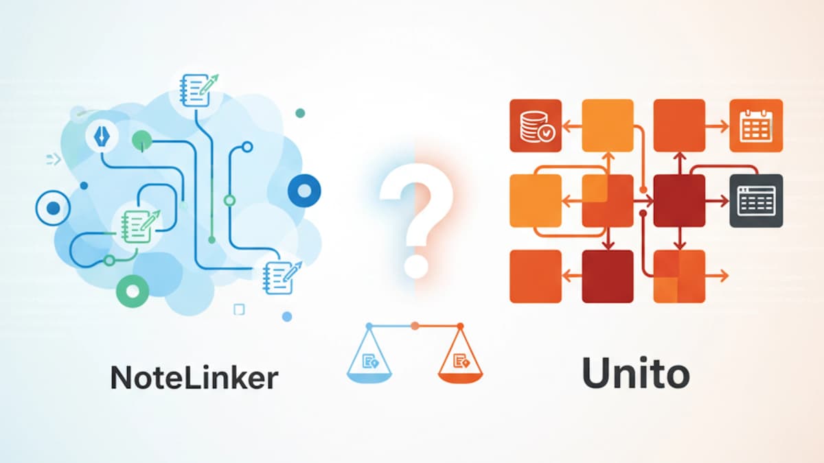 Side-by-side comparison of NoteLinker and Unito for Notion to HubSpot sync