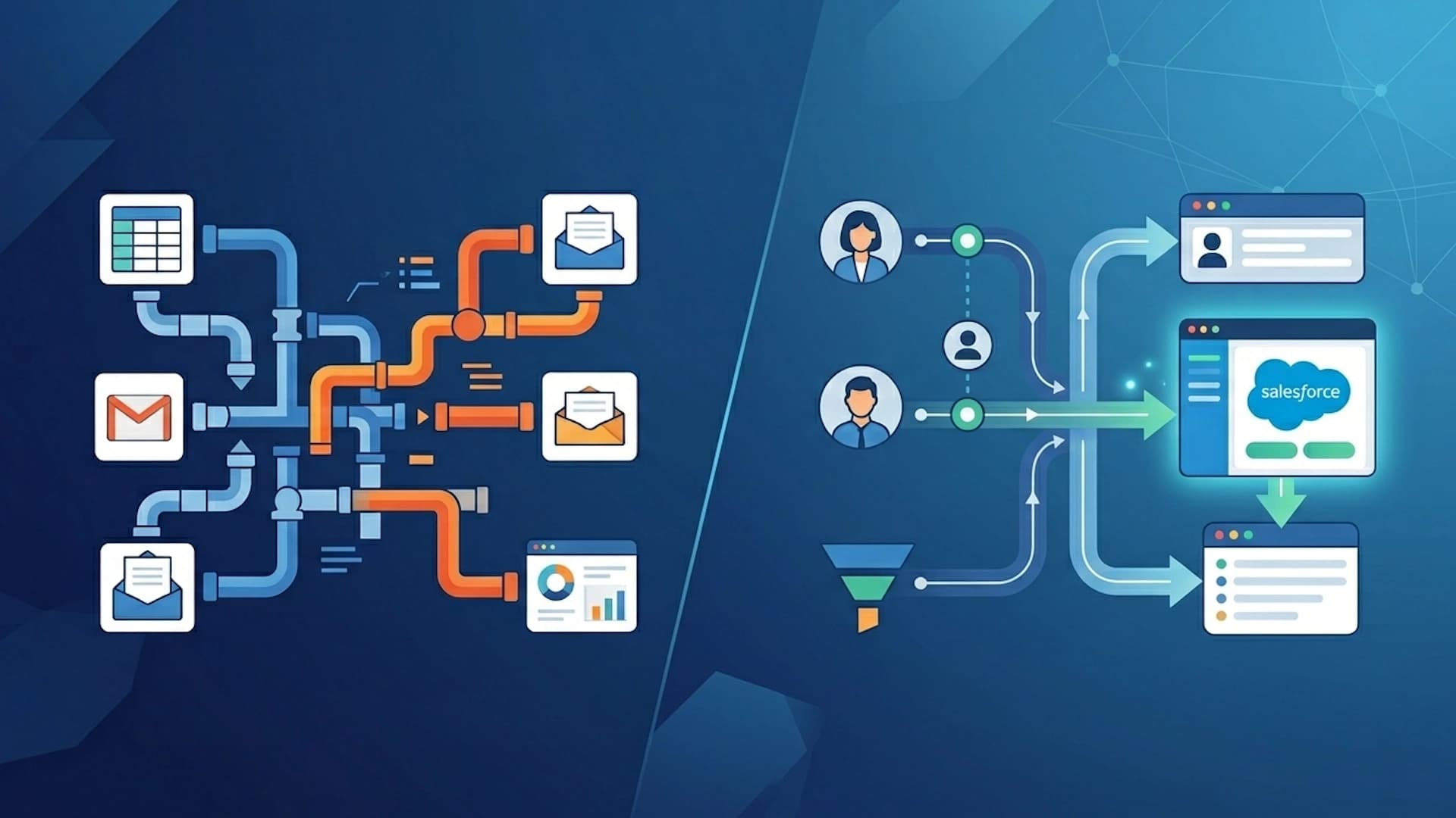 Cartoon representation of NoteLinker vs. Zapier