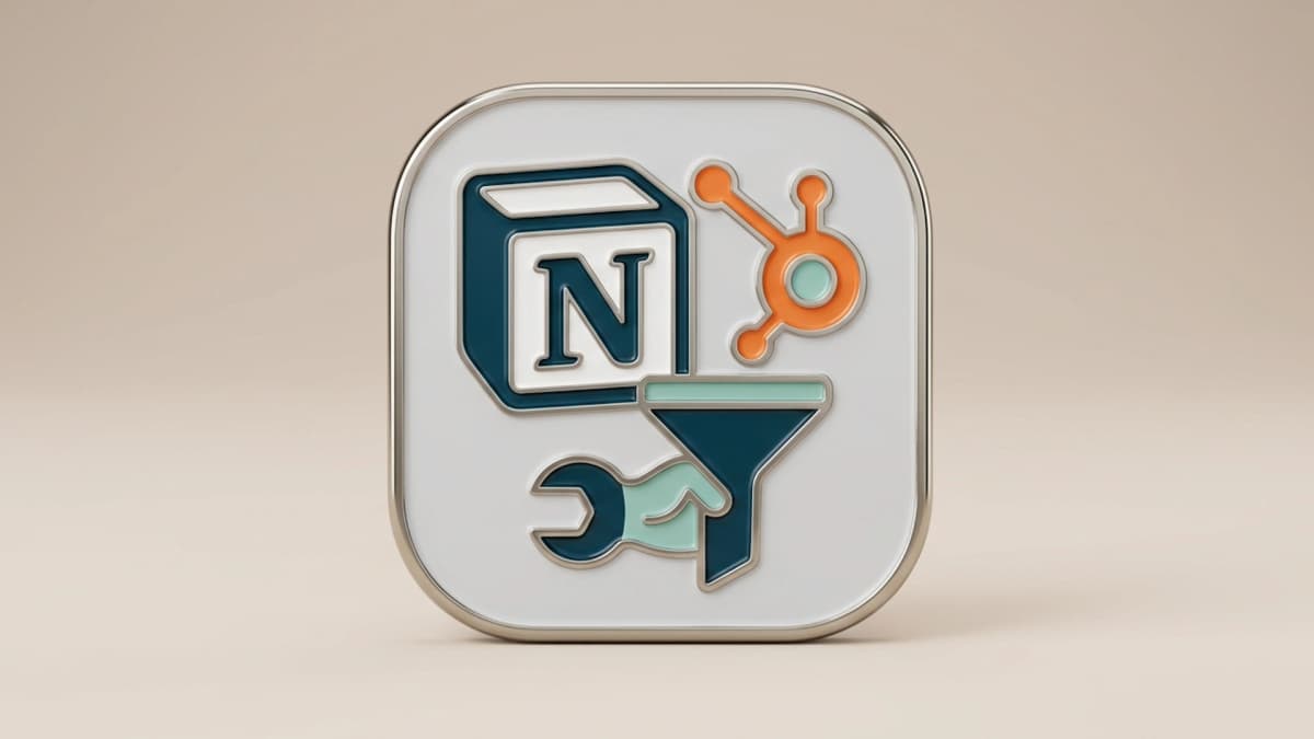 Notion and HubSpot logos connected in a diagram representing integration