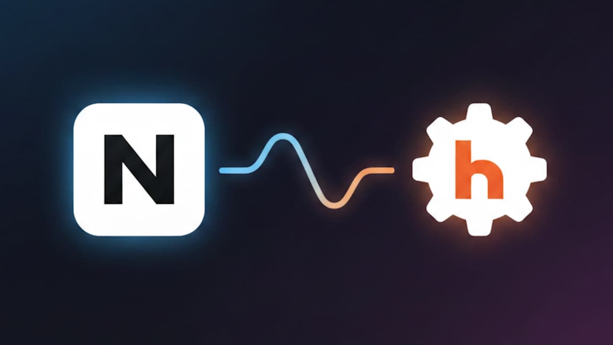 Notion and HubSpot logos connected by a sync arrow