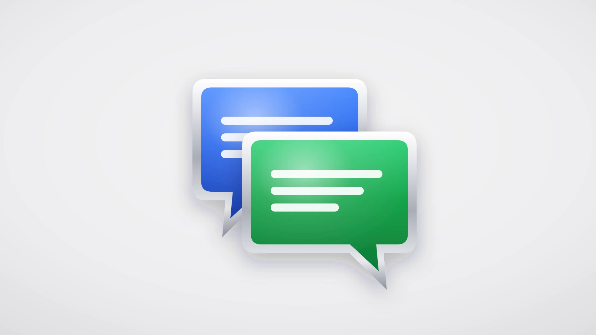 Two connected chat bubbles representing support and engineering communicating on a shared workflow