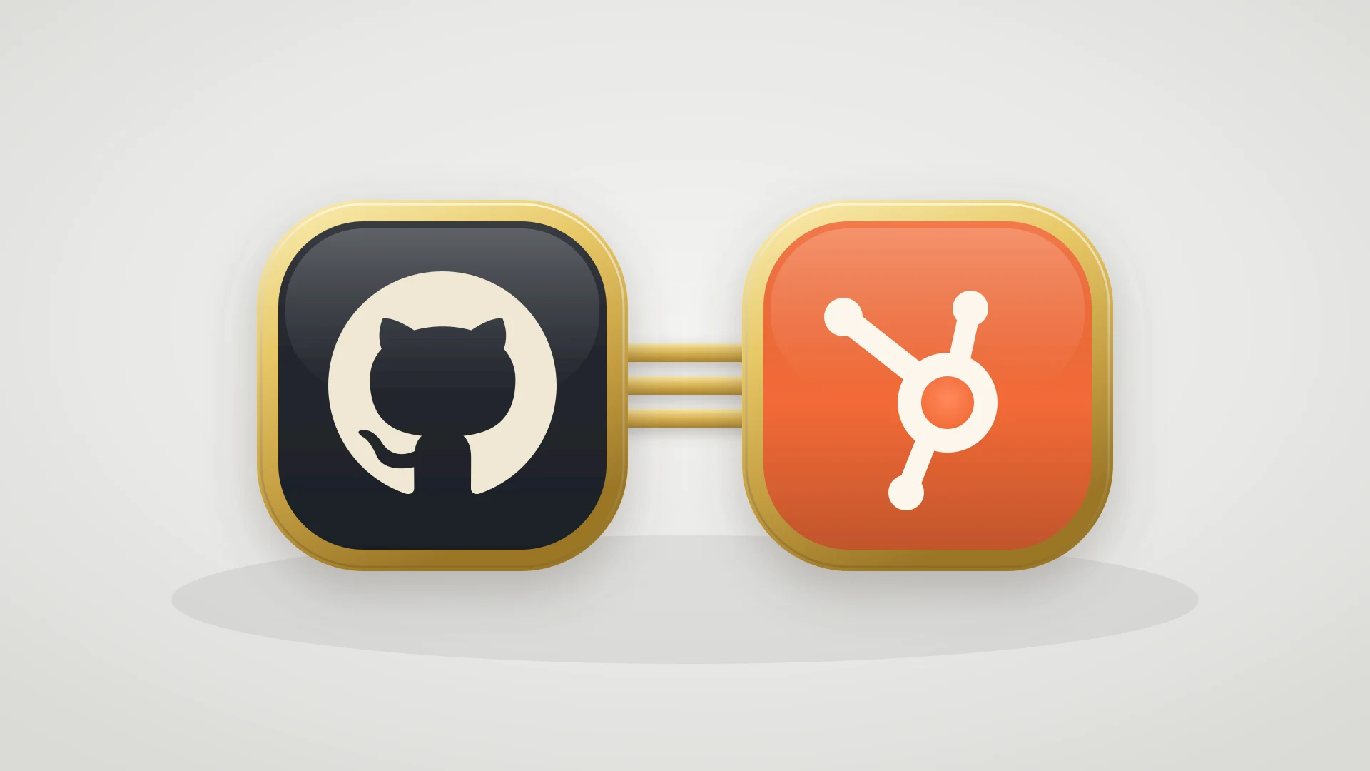 HubSpot and GitHub logos connected in a diagram representing a support ticket syncing with a GitHub issue