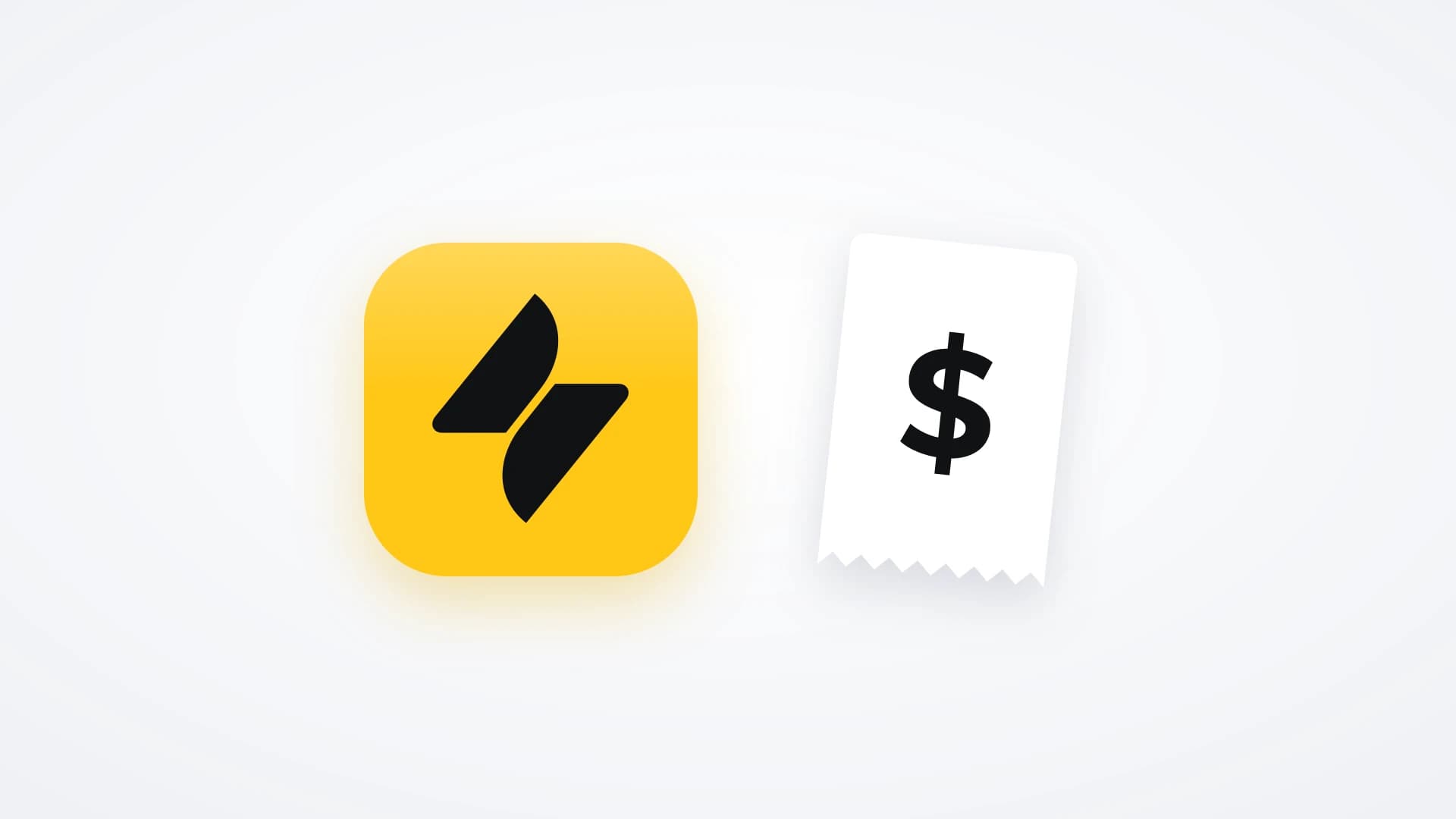 The Jira Service Management app icon on a yellow tile beside a white receipt with a dollar sign