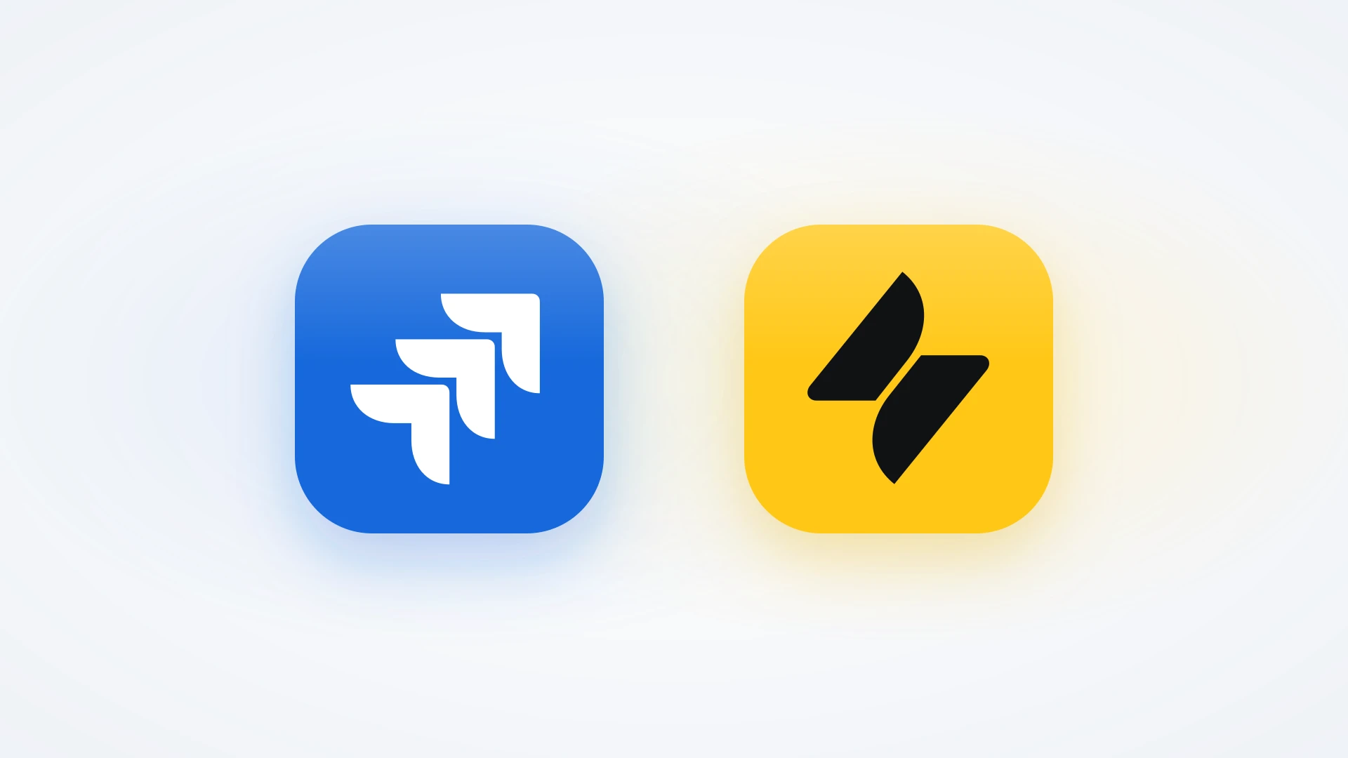 The Jira app icon on a blue tile and the Jira Service Management app icon on a yellow tile, shown side by side