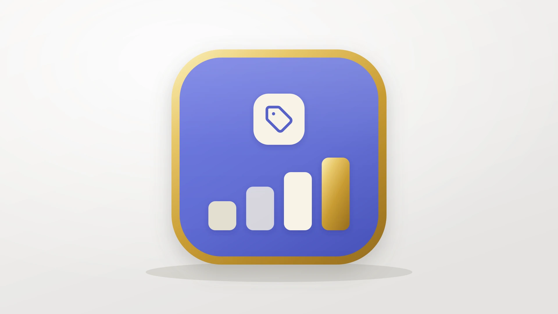 A price tag glyph on a gold-bezel app tile above four stacked plan tiers representing Linear pricing